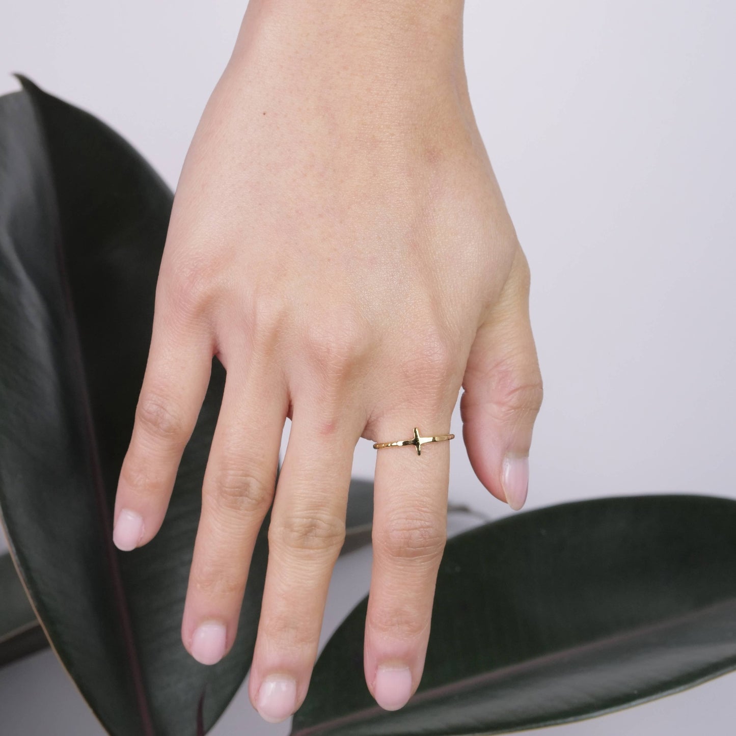 Brass Tiny Cross Ring