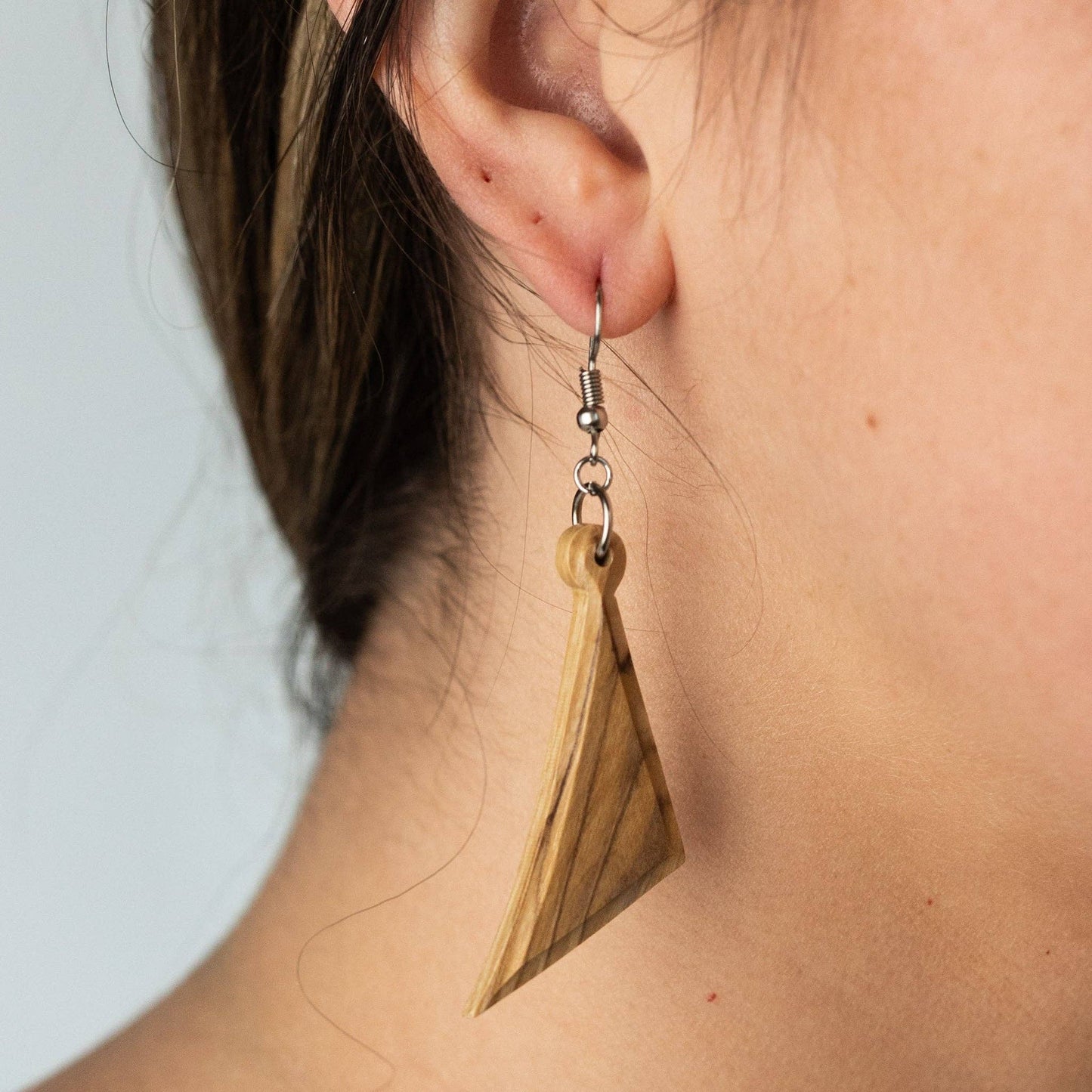 Ashriea Olive Wood Drop Earrings