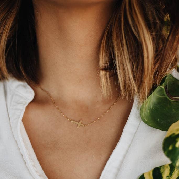 At the Cross Necklace in Gold - Recetas Fair Trade