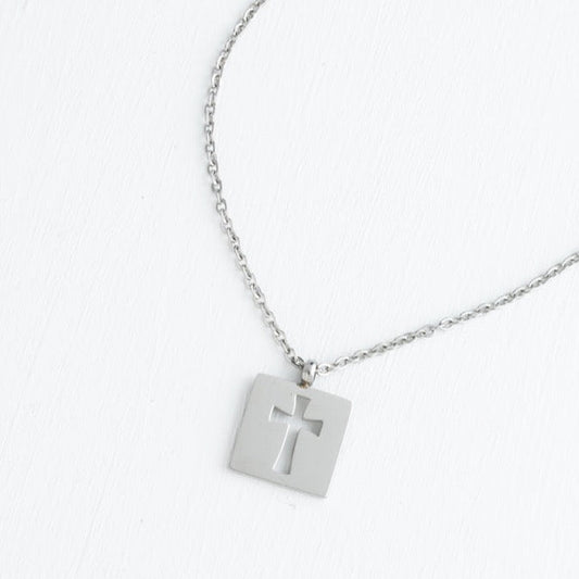 Axis Silver Cross Necklace