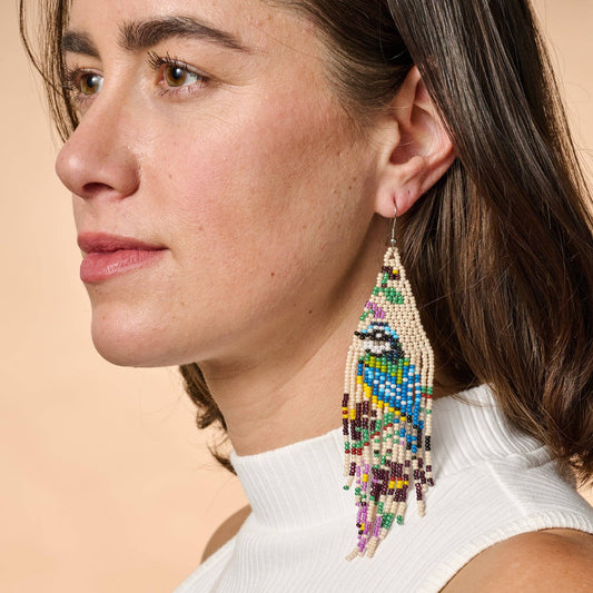 Beaded Bird Fringe Earrings - Recetas Fair Trade