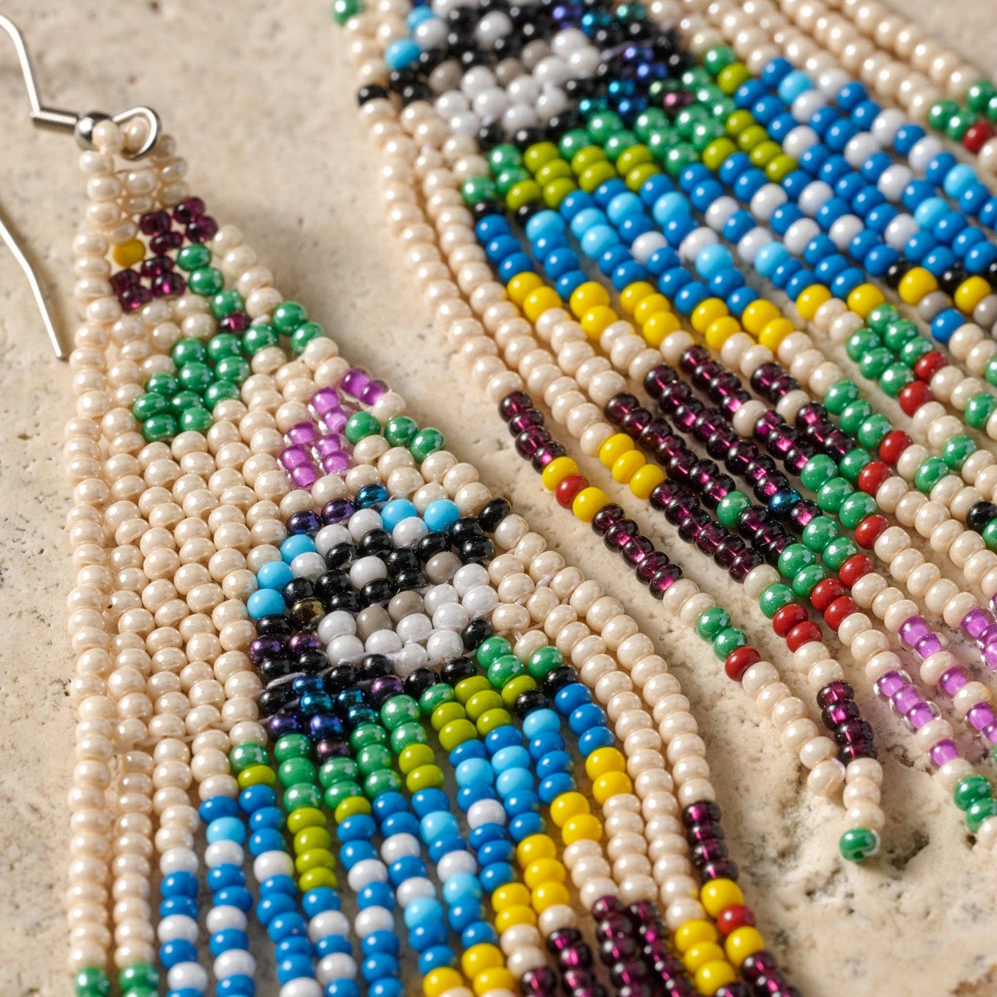 Beaded Bird Fringe Earrings - Recetas Fair Trade