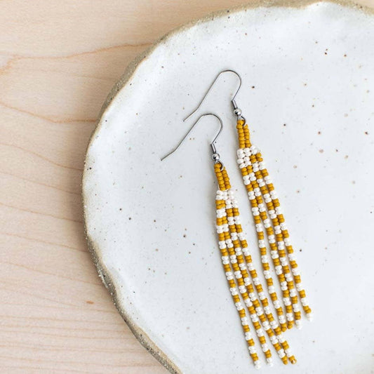 Beaded Fringe Earrings in Cuadrado