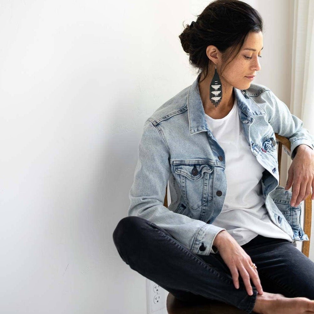 Beaded Fringe Earrings in Jade