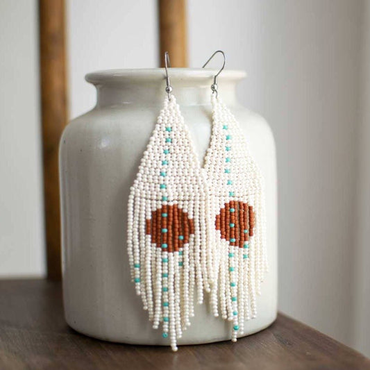 Beaded Fringe Earrings in Ocaso