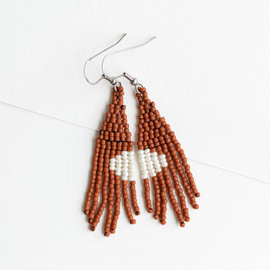 Beaded Fringe Earrings in Terra Mini