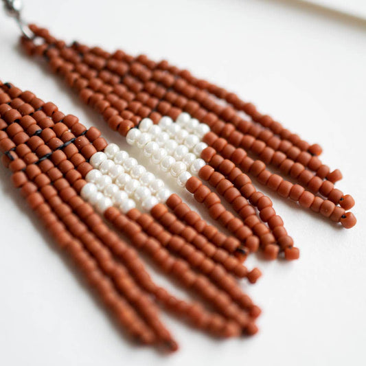 Beaded Fringe Earrings in Terra Mini