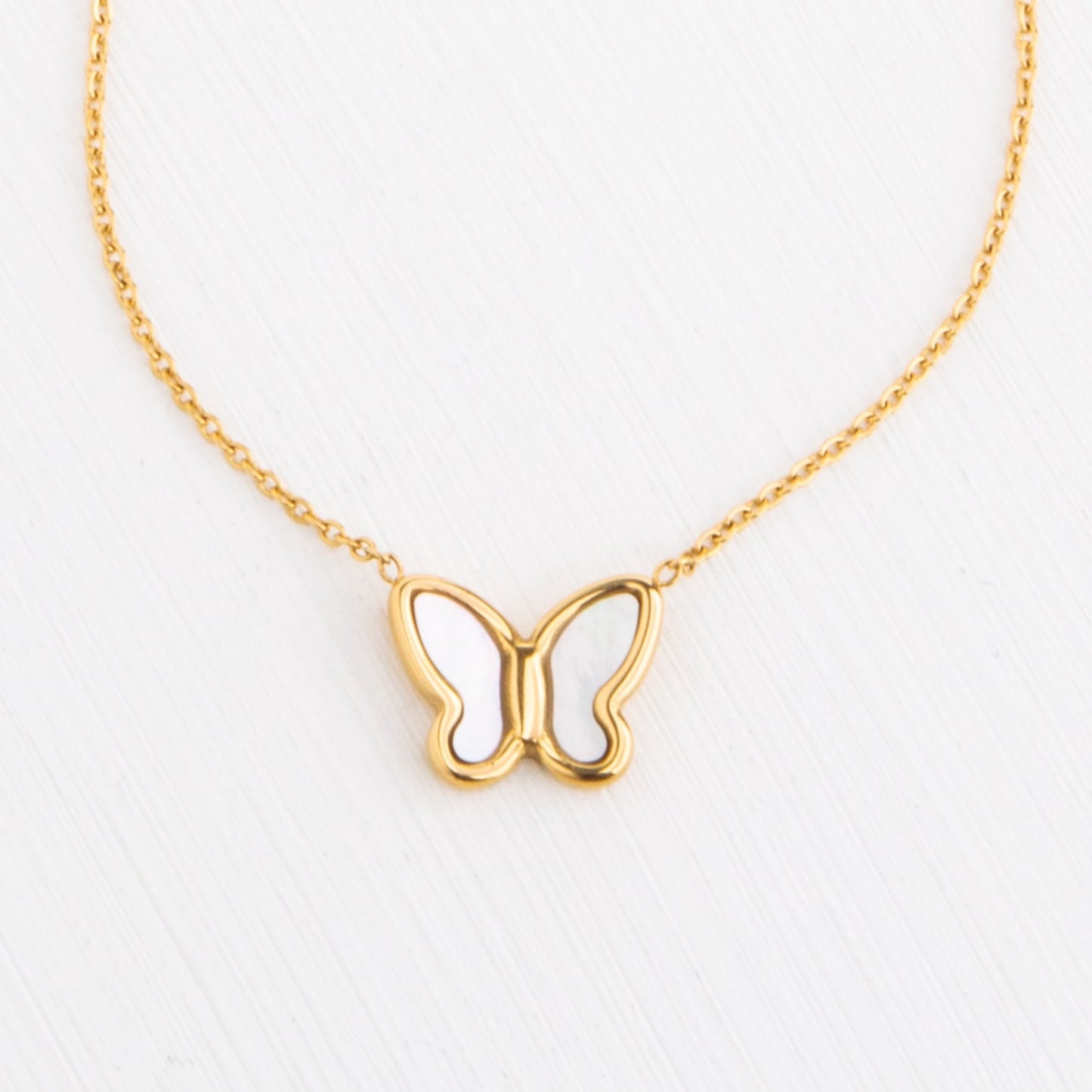 Beautiful Transformation Mother of Pearl Butterfly Necklace