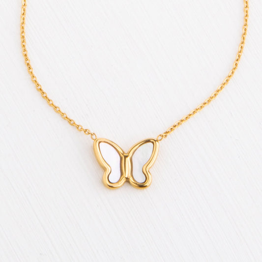 Beautiful Transformation Mother of Pearl Butterfly Necklace