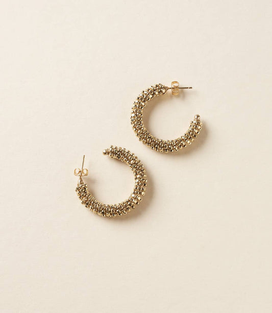 Bhavani Gold Beaded Hoop Earrings