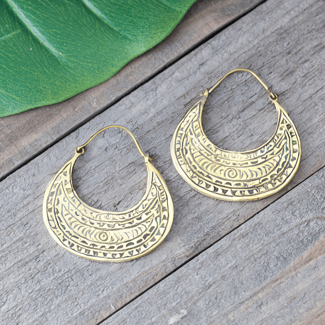 Brass Etched Plate Earring - Recetas Fair Trade