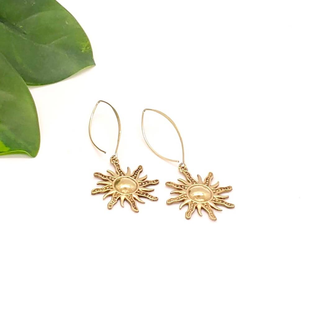 Brass Tribal Sun Earring - Recetas Fair Trade