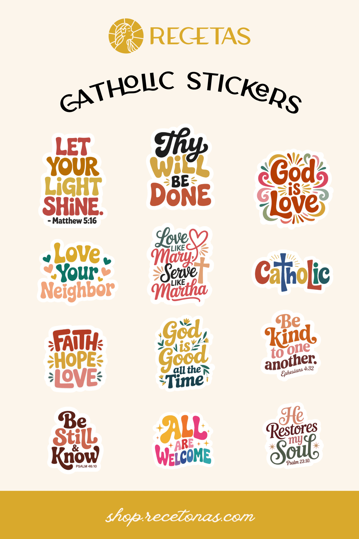 Catholic Sticker Sheet - Recetas Fair Trade