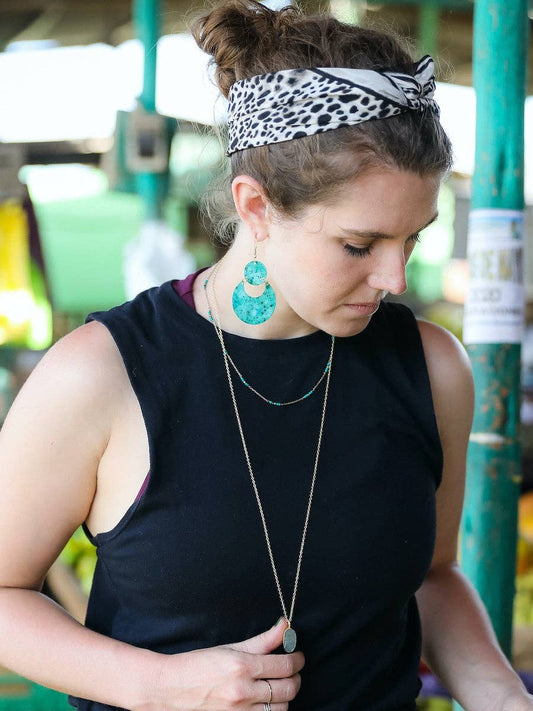 Cloudy Waters Painted Earrings - Turquoise - Recetas Fair Trade