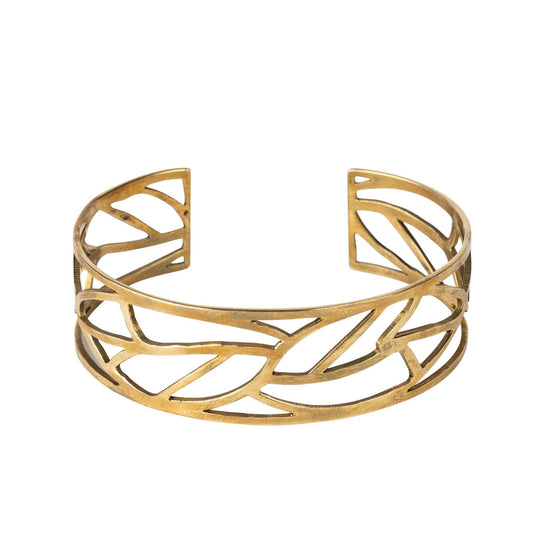 Cut Leaves Brass Bangle - Recetas Fair Trade