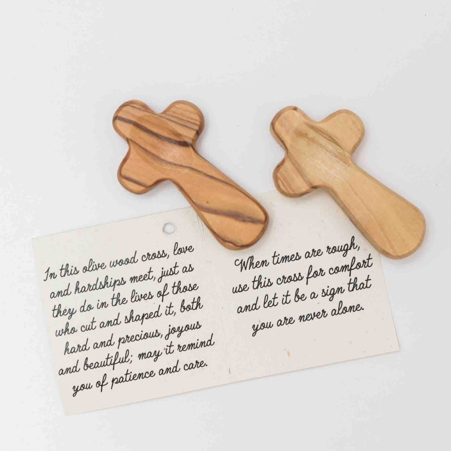 Duea Olive Wood Pocket Prayer Cross - Recetas Fair Trade