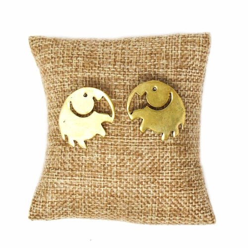 Elephant Brass Stud Earrings - Recetas Fair Trade