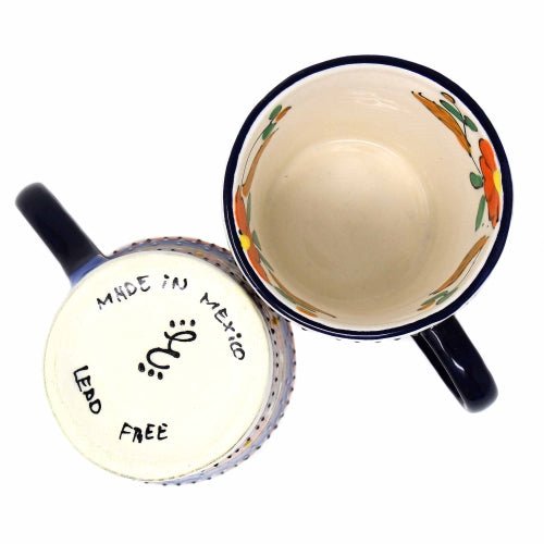 Encantada - Flared Coffee Mugs - Orange and Blue, Set of Two - Recetas Fair Trade