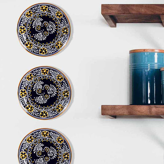 Encantada - Handmade Pottery 8" Trivet or Wall Hanging, Blue - Recetas Fair Trade