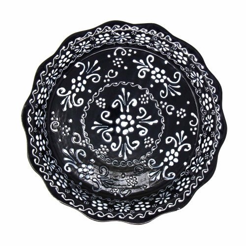 Encantada Handmade Pottery Serving Dish, Black & White - Recetas Fair Trade