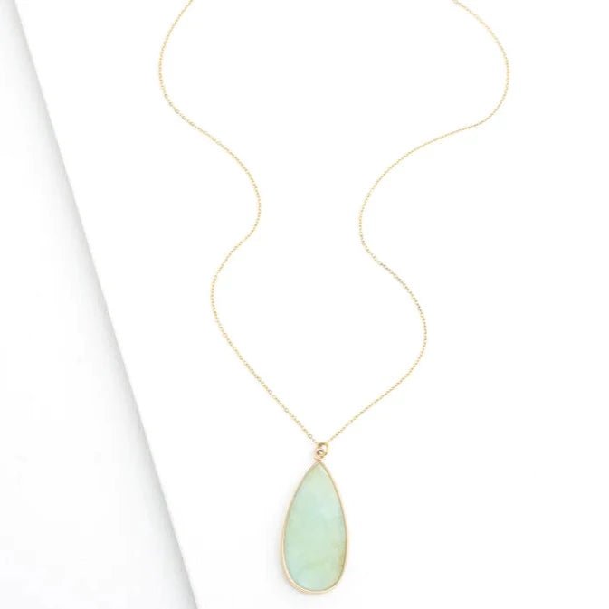 Everlasting Teardrop Necklace in Amazonite - Recetas Fair Trade