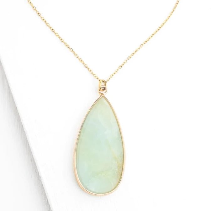Everlasting Teardrop Necklace in Amazonite - Recetas Fair Trade
