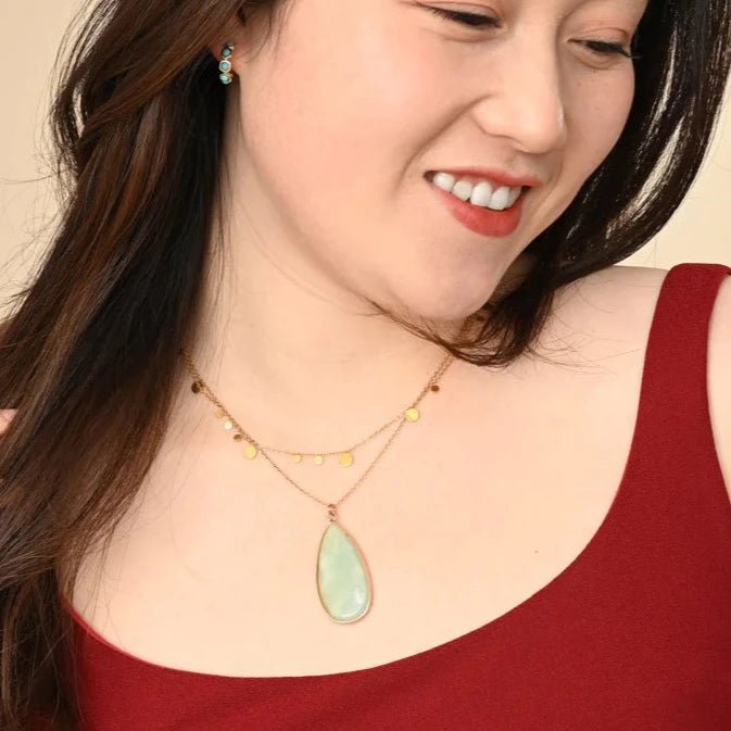 Everlasting Teardrop Necklace in Amazonite - Recetas Fair Trade