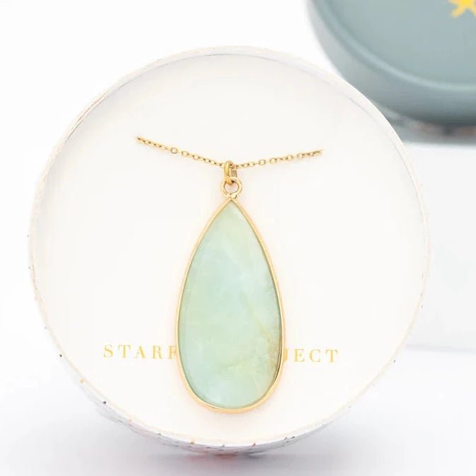 Everlasting Teardrop Necklace in Amazonite - Recetas Fair Trade