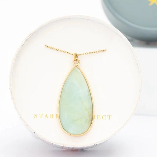 Everlasting Teardrop Necklace in Amazonite - Recetas Fair Trade