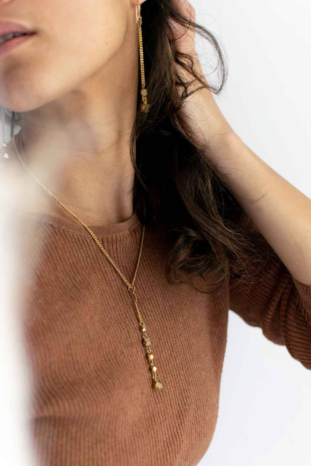 Faceted Lariat Necklace - Recetas Fair Trade