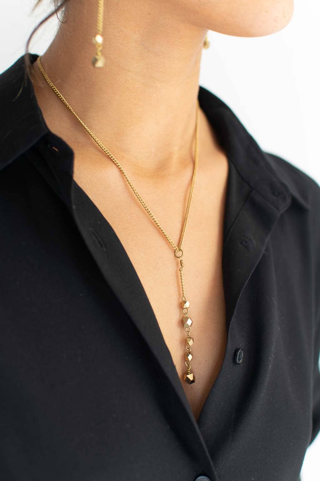 Faceted Lariat Necklace - Recetas Fair Trade