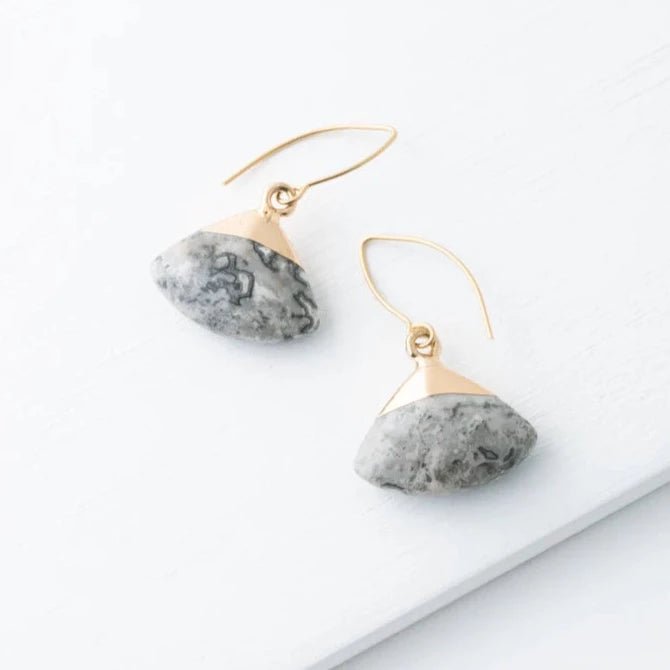 Fan Drop Earrings in Charcoal - Recetas Fair Trade