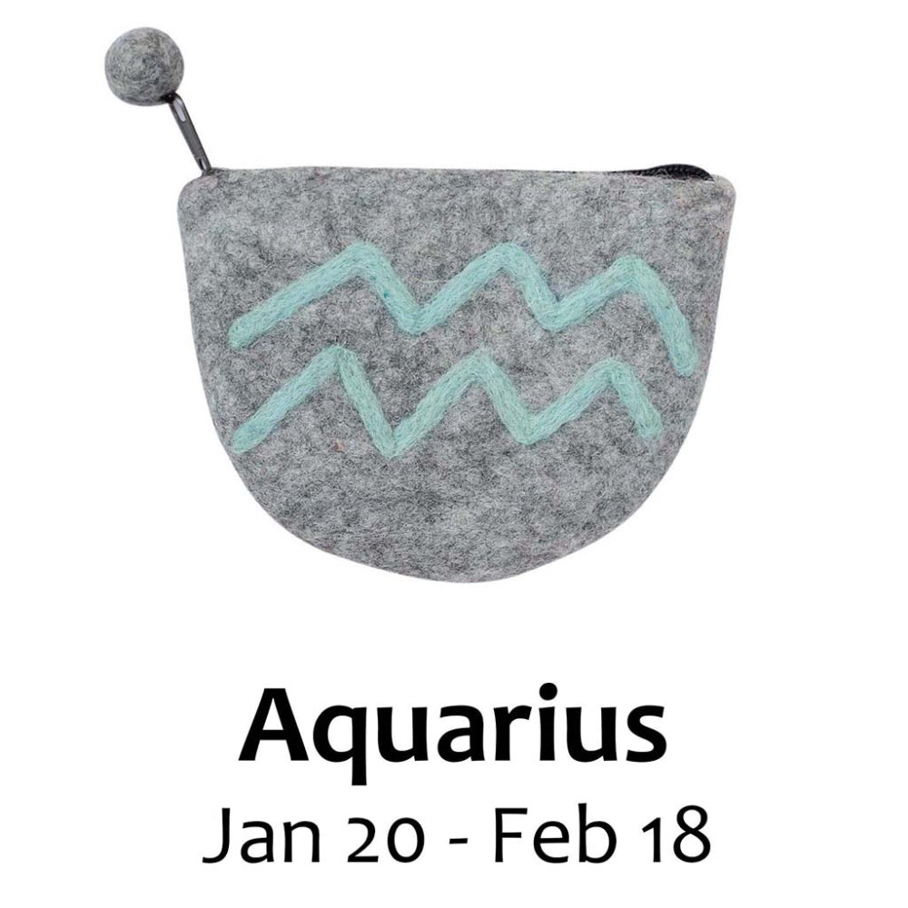 Felt Aquarius Zodiac Coin Purse - Global Groove - Recetas Fair Trade