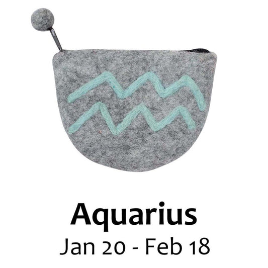Felt Aquarius Zodiac Coin Purse - Global Groove - Recetas Fair Trade
