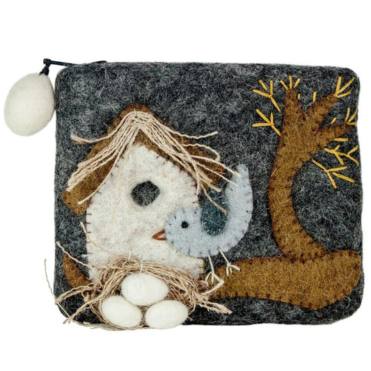 Felt Coin Purse - Nesting Bird - Wild Woolies (P) - Recetas Fair Trade