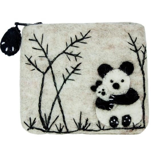Felt Coin Purse - Panda Love - Wild Woolies (P) - Recetas Fair Trade
