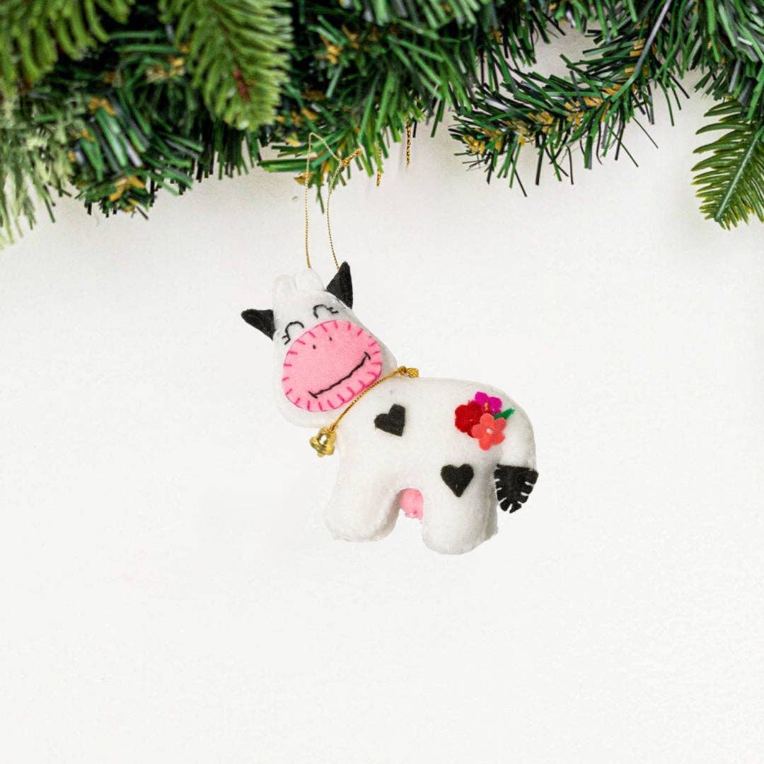 Felt Cow Ornament - Recetas Fair Trade
