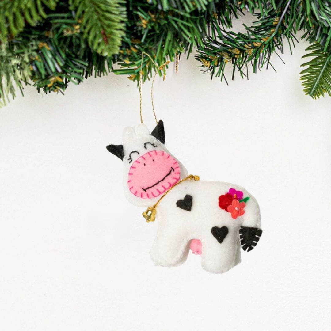 Felt Cow Ornament - Recetas Fair Trade