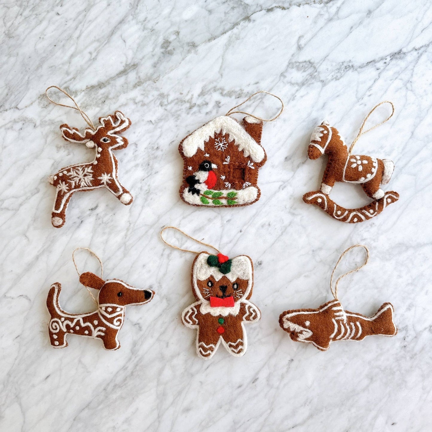 Felt Gingerbread Cat Ornament - Recetas Fair Trade
