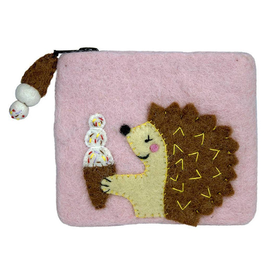 Felt Hungry Hedgehog Coinpurse - Wild Woolies (P) - Recetas Fair Trade