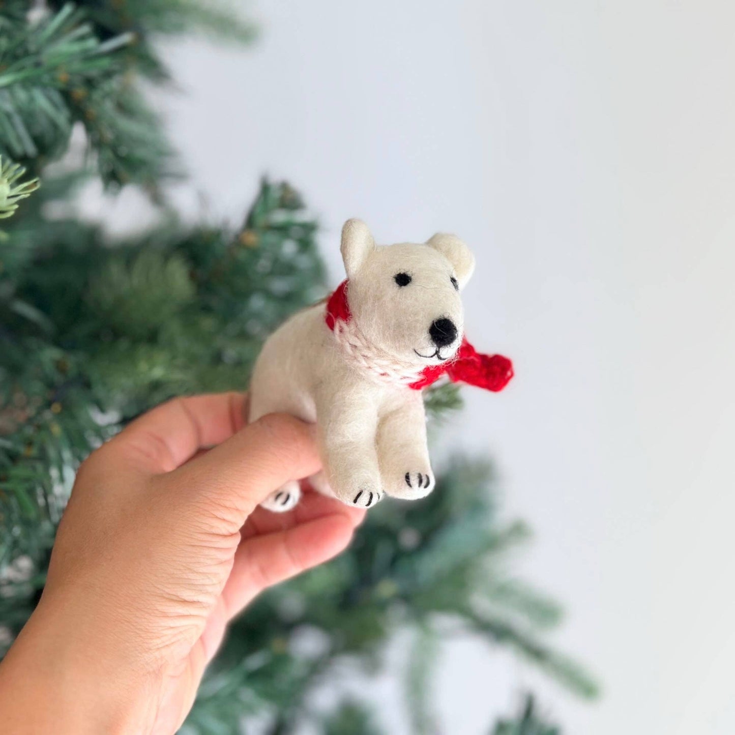 Felt Ornament - Polar Bear With Scarf - Recetas Fair Trade
