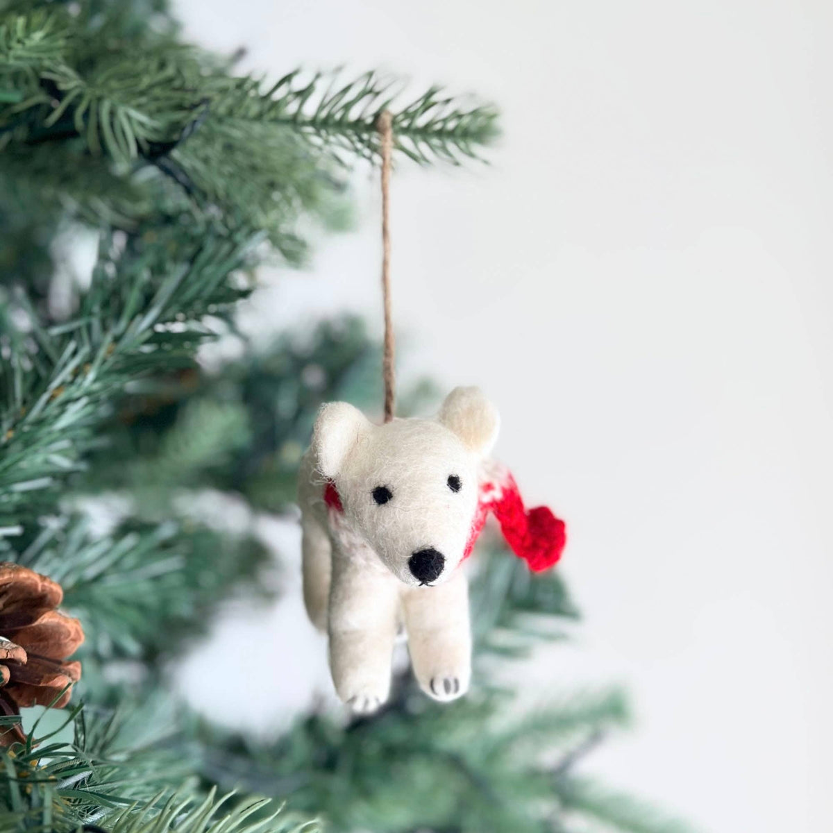 Felt Ornament - Polar Bear With Scarf - Recetas Fair Trade