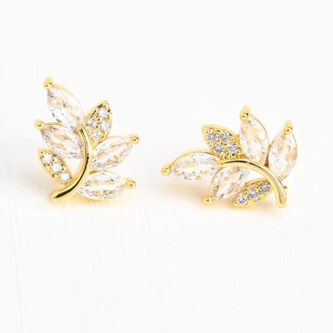 First Frost Zircon Leaf Studs