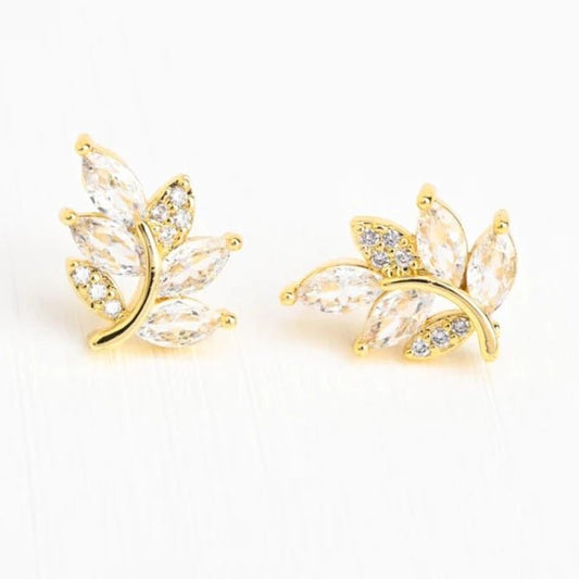 First Frost Zircon Leaf Studs