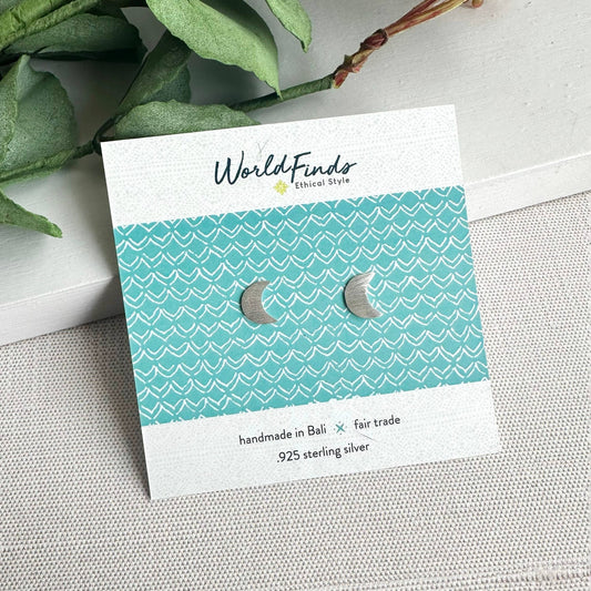 Half Moon Sterling Silver Posts