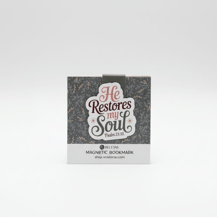 He Restores My Soul (Psalm 23:10) Magnetic Bookmark - Recetas Fair Trade