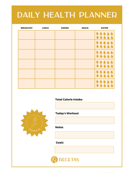 Health and Wellness Planner Worksheets - Recetas Fair Trade