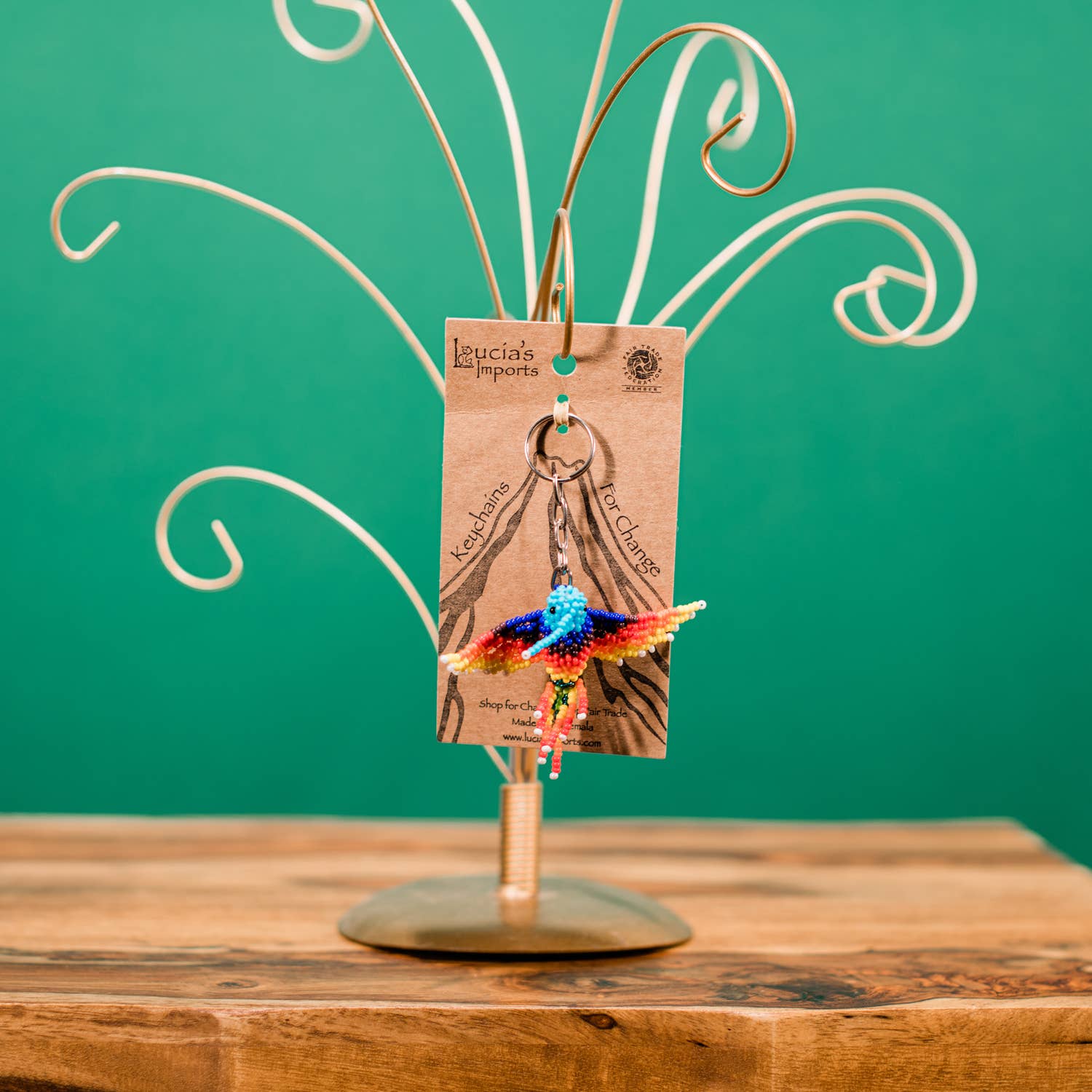 Hummingbird Beaded Keychain - Recetas Fair Trade