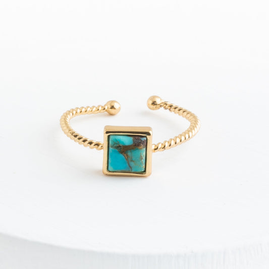 Jayne Turquoise Square Ring - Recetas Fair Trade