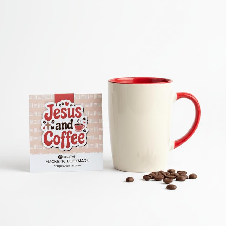 Jesus and Coffee Magnetic Bookmark - Recetas Fair Trade